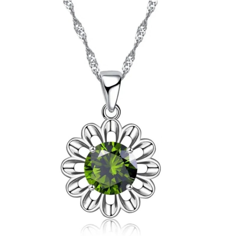 Flower 925 Sterling Silver Necklace And Earrings Set Nature Drop Hoop - Picture 3 of 3
